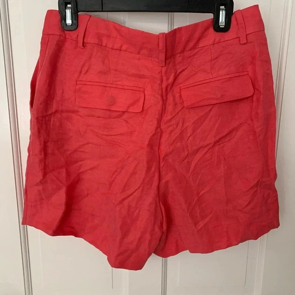 J. Crew High Rise Linen Blend Bright Coral Shorts Size 8 NWT - Picture 5 of 7